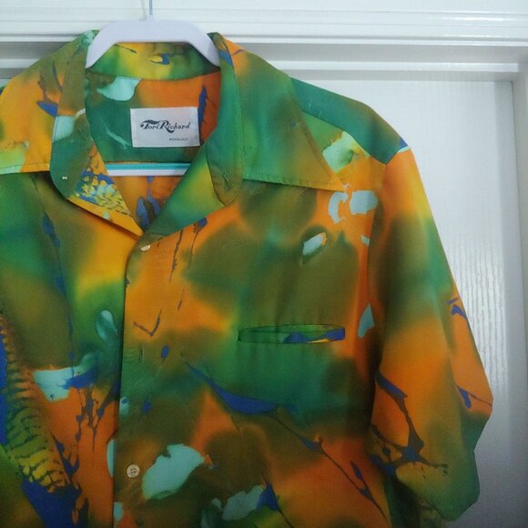 Tori Richards Honolulu Aloha Bright Tropical Hawaiian Surf Luau Button Shirt L - Picture 4 of 7